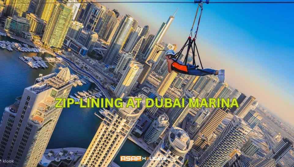 Zip-lining at Dubai Marina